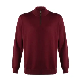 Extra Fine 'Zegna Baruffa' Merino Wool Quarter-Zip Sweater in Port by Viyella