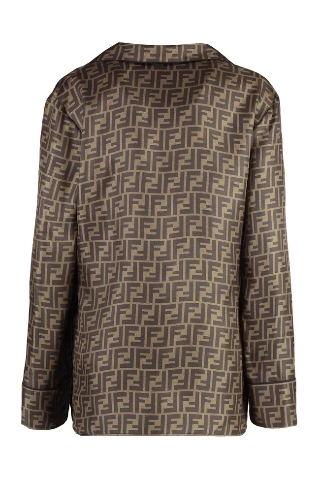 FENDI  |Casual Style Silk Long Sleeves Office Style Logo