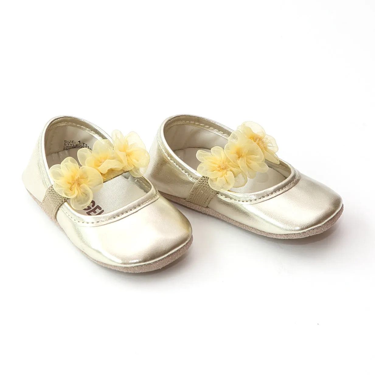 FINAL SALE - Angel Baby Girls Organza Flower Crib Shoe