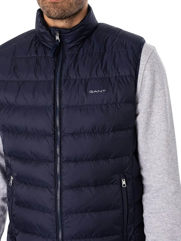 GANT Light Padded Down Gilet - Evening Blue