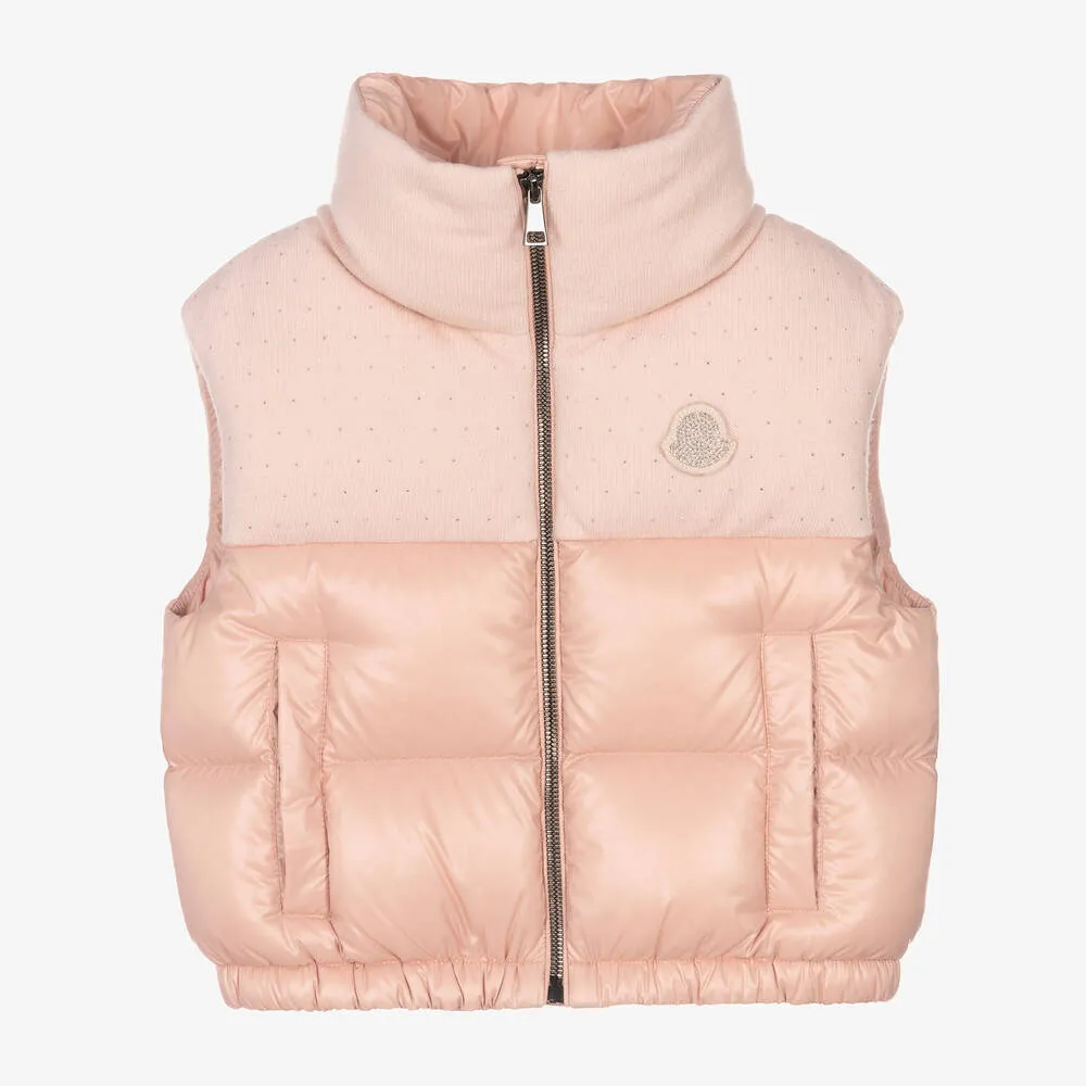 Girls Pink Knit & Down Padded Suzan Gilet