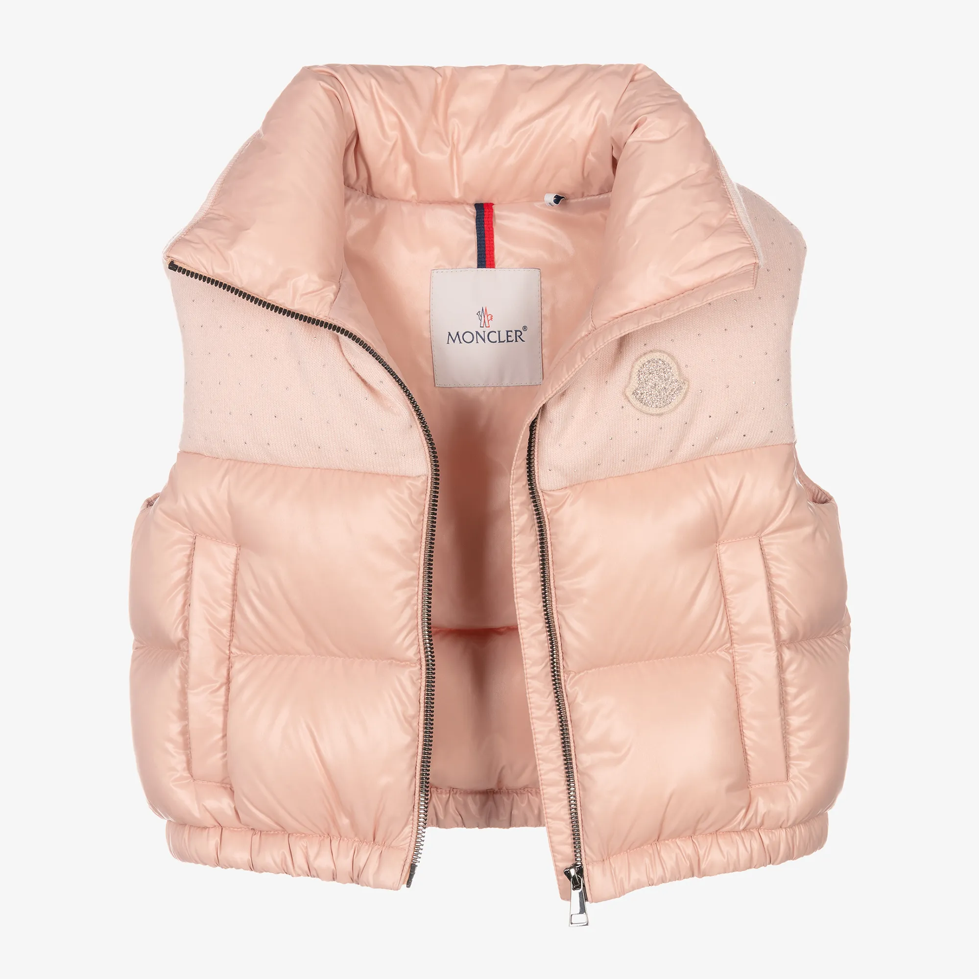 Girls Pink Knit & Down Padded Suzan Gilet