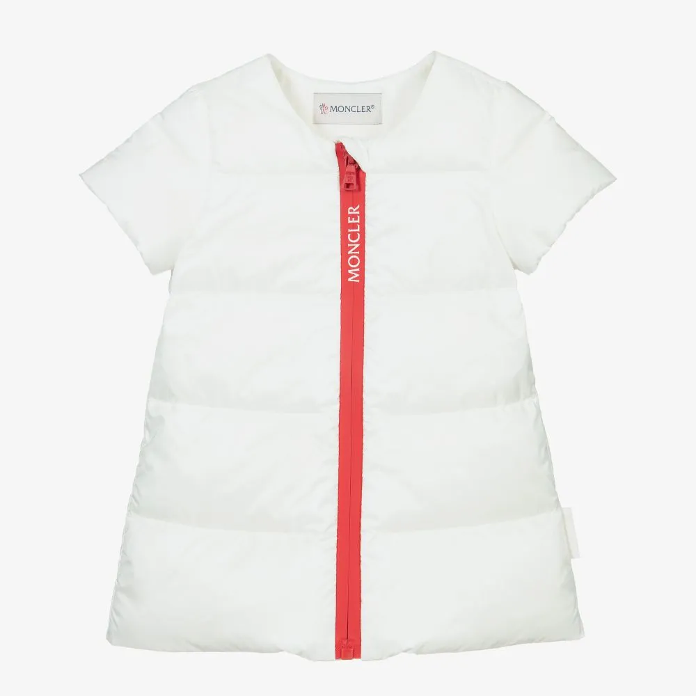 Girls White Down Padded Dress