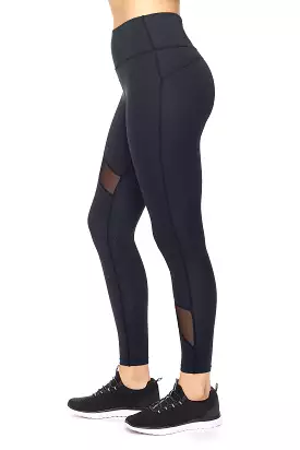 High-Waist Asymmetric Mesh Panel Leggings