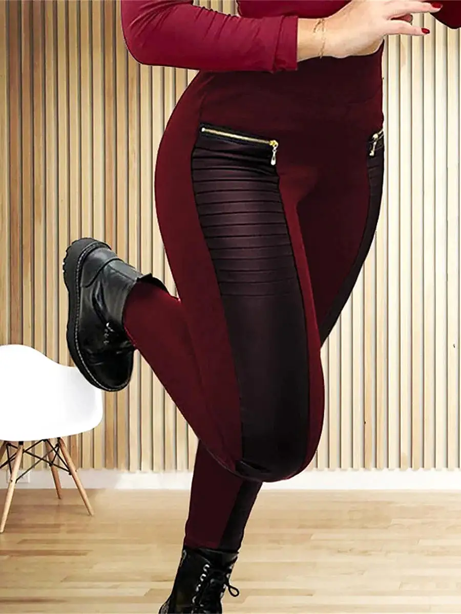 High Waist Leggings with Zipper Design for Women