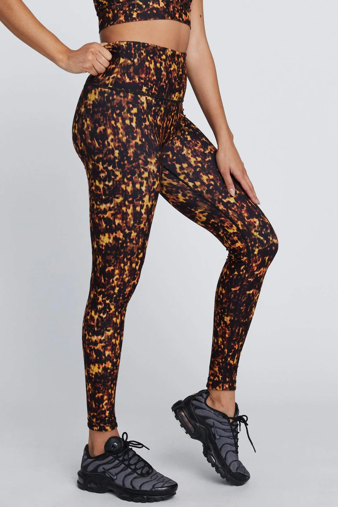 High Waist Reversible Leggings Tortoise Shell