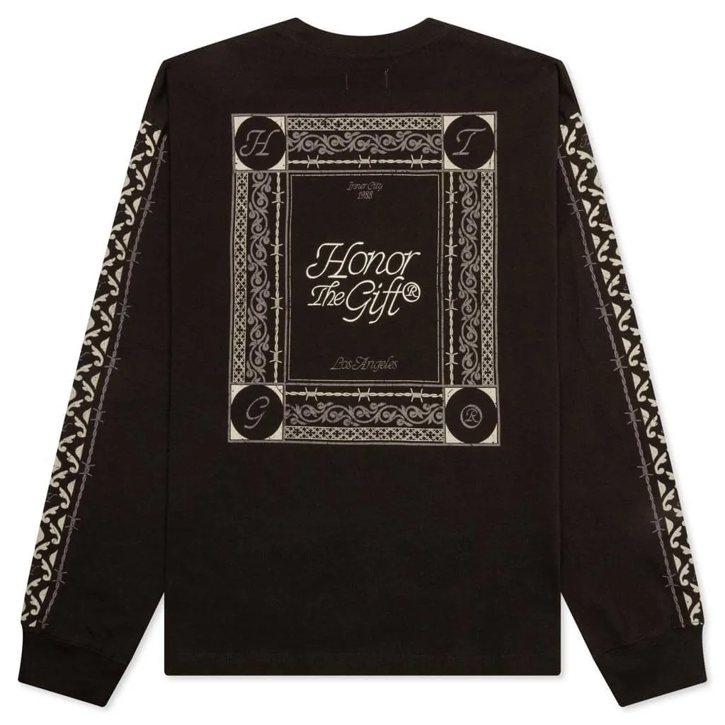 Holiday Honor the Gift Pattern L/S - Black