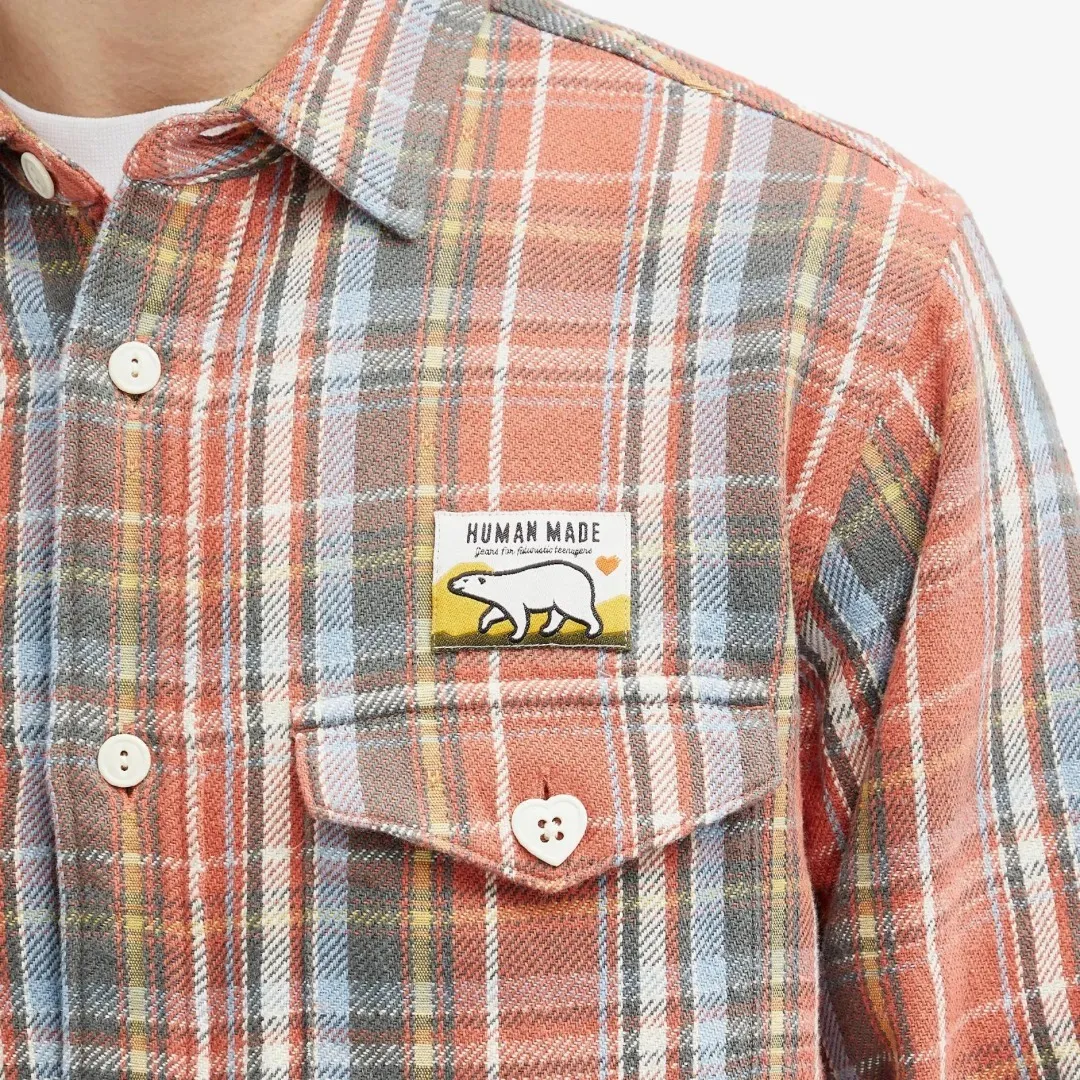 HUMAN MADE  |Glen Patterns Tartan Heart Long Sleeves Cotton Logo Shirts