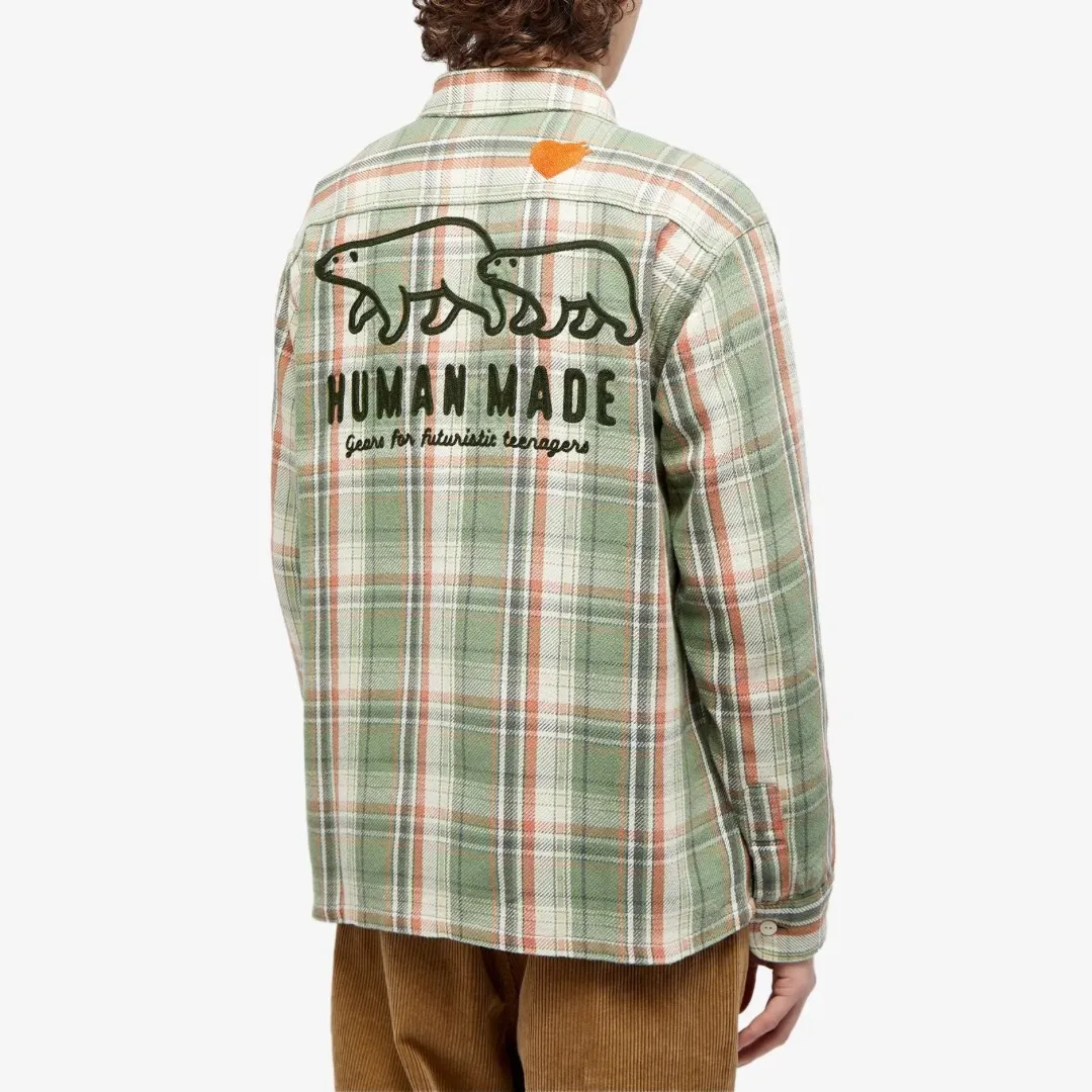 HUMAN MADE  |Glen Patterns Tartan Heart Long Sleeves Cotton Logo Shirts