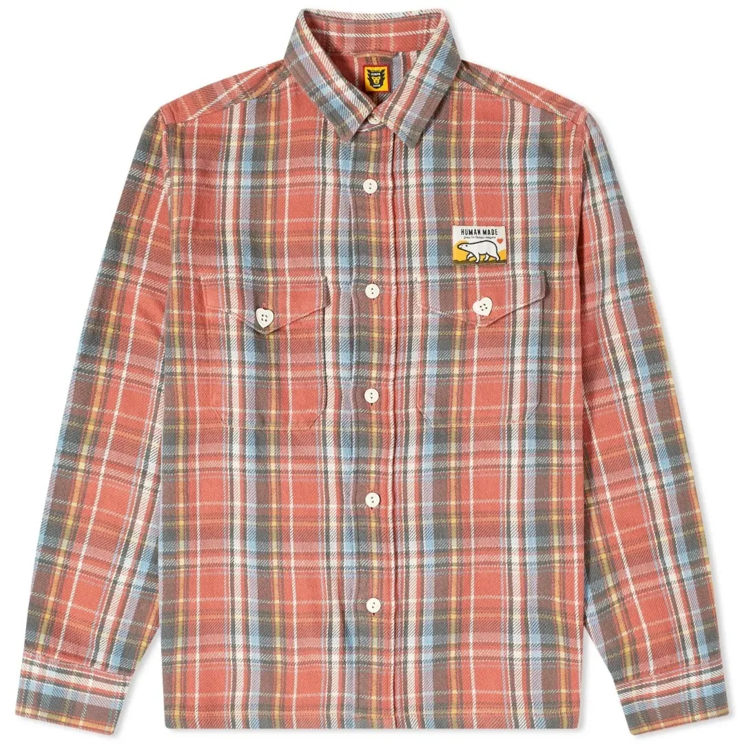 HUMAN MADE  |Glen Patterns Tartan Heart Long Sleeves Cotton Logo Shirts