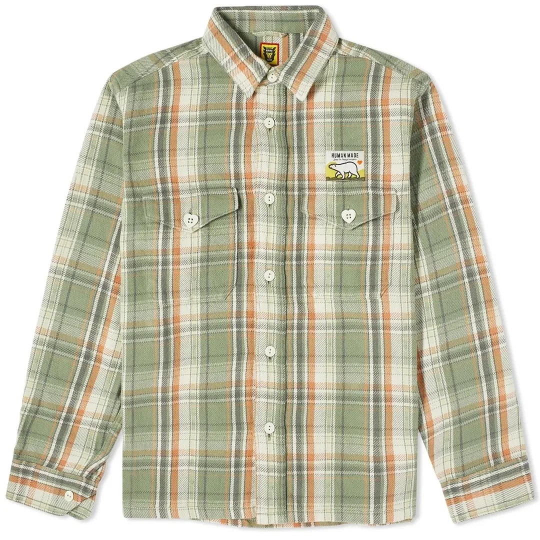 HUMAN MADE  |Glen Patterns Tartan Heart Long Sleeves Cotton Logo Shirts