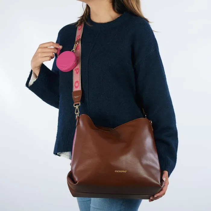 Kallham brown shopper bag with pink details