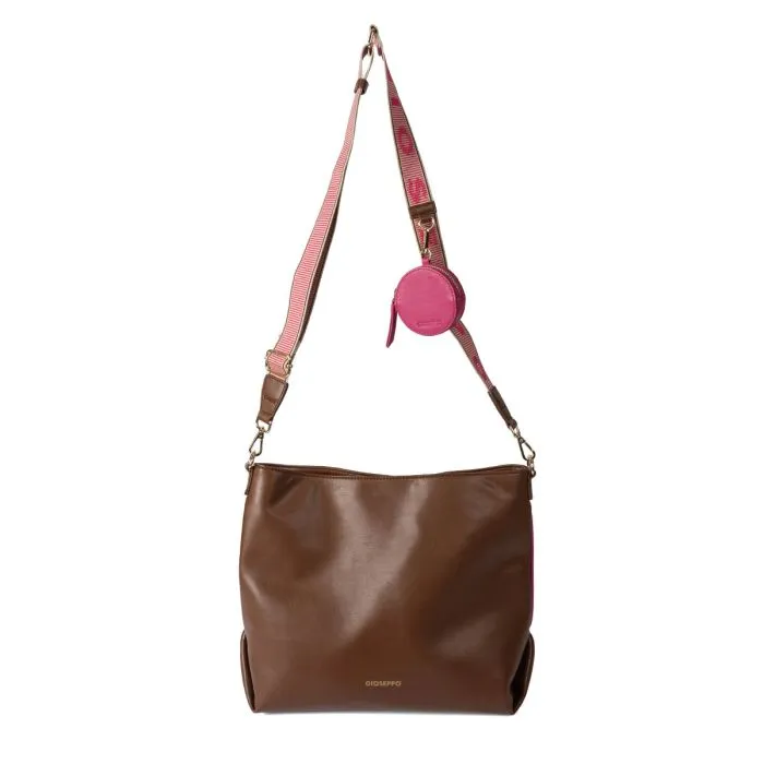 Kallham brown shopper bag with pink details