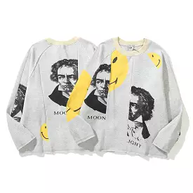 KAPITAL Cutting Sweatshirts Men Women Crew Neck