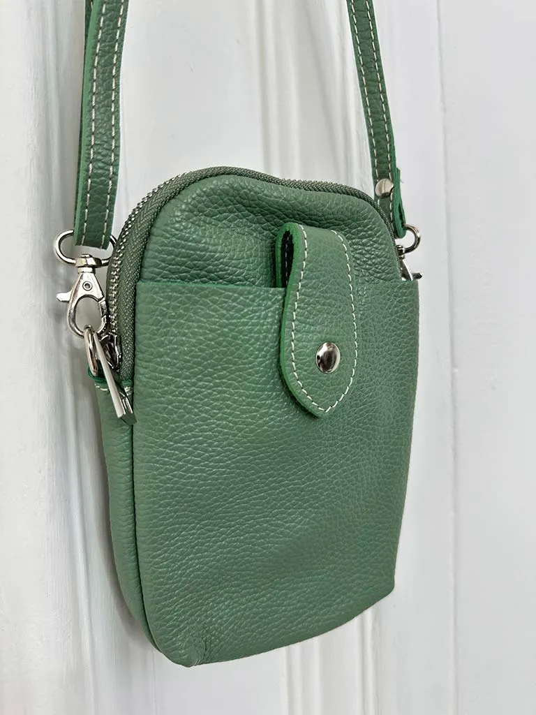 Leather Cross Body Bag - Sage