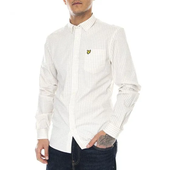 Lyle & Scott Mens Gingham White / Sesame Shirt 