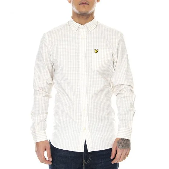 Lyle & Scott Mens Gingham White / Sesame Shirt 