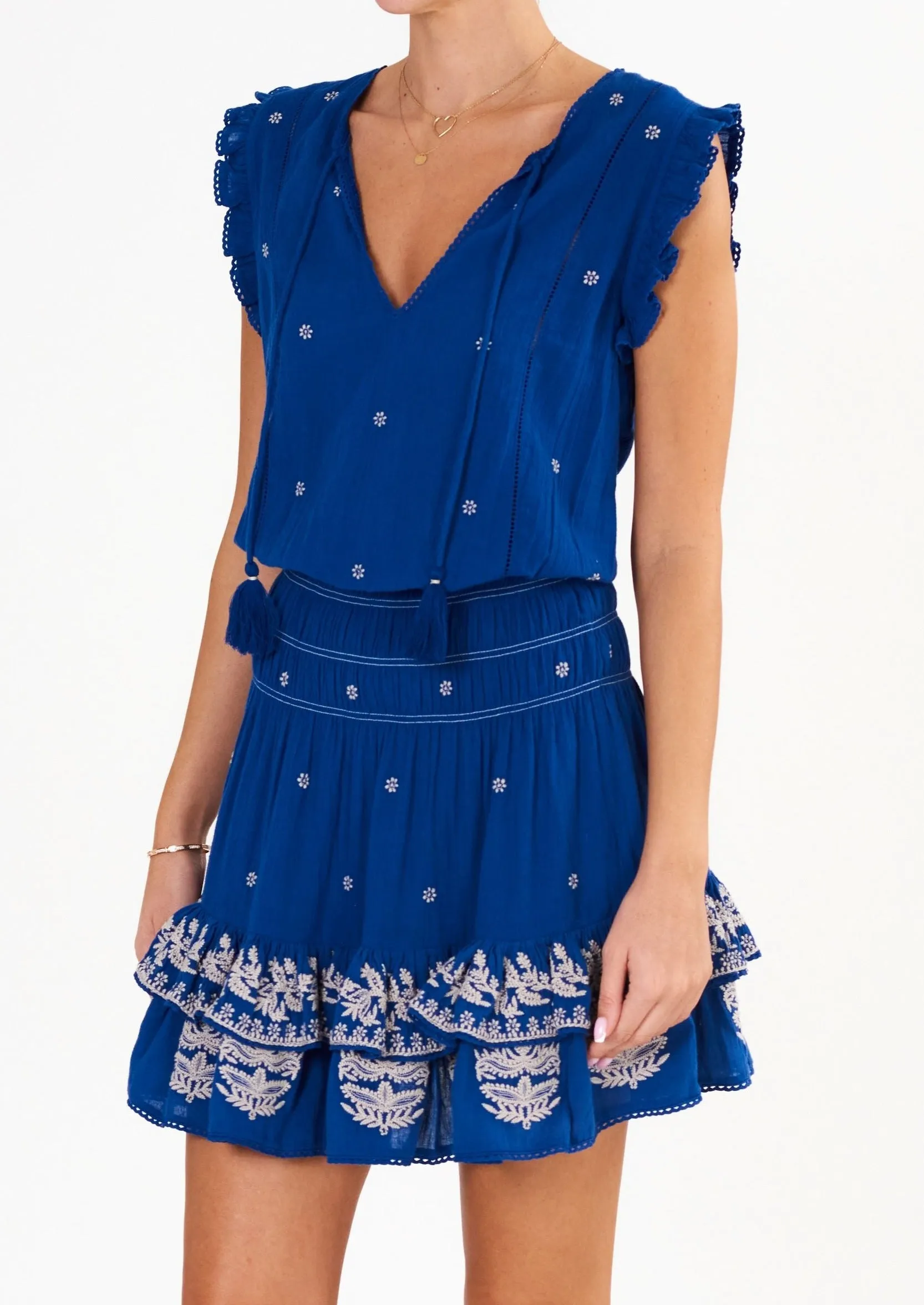 Mabe Mina Embroidered Sundress in Blue