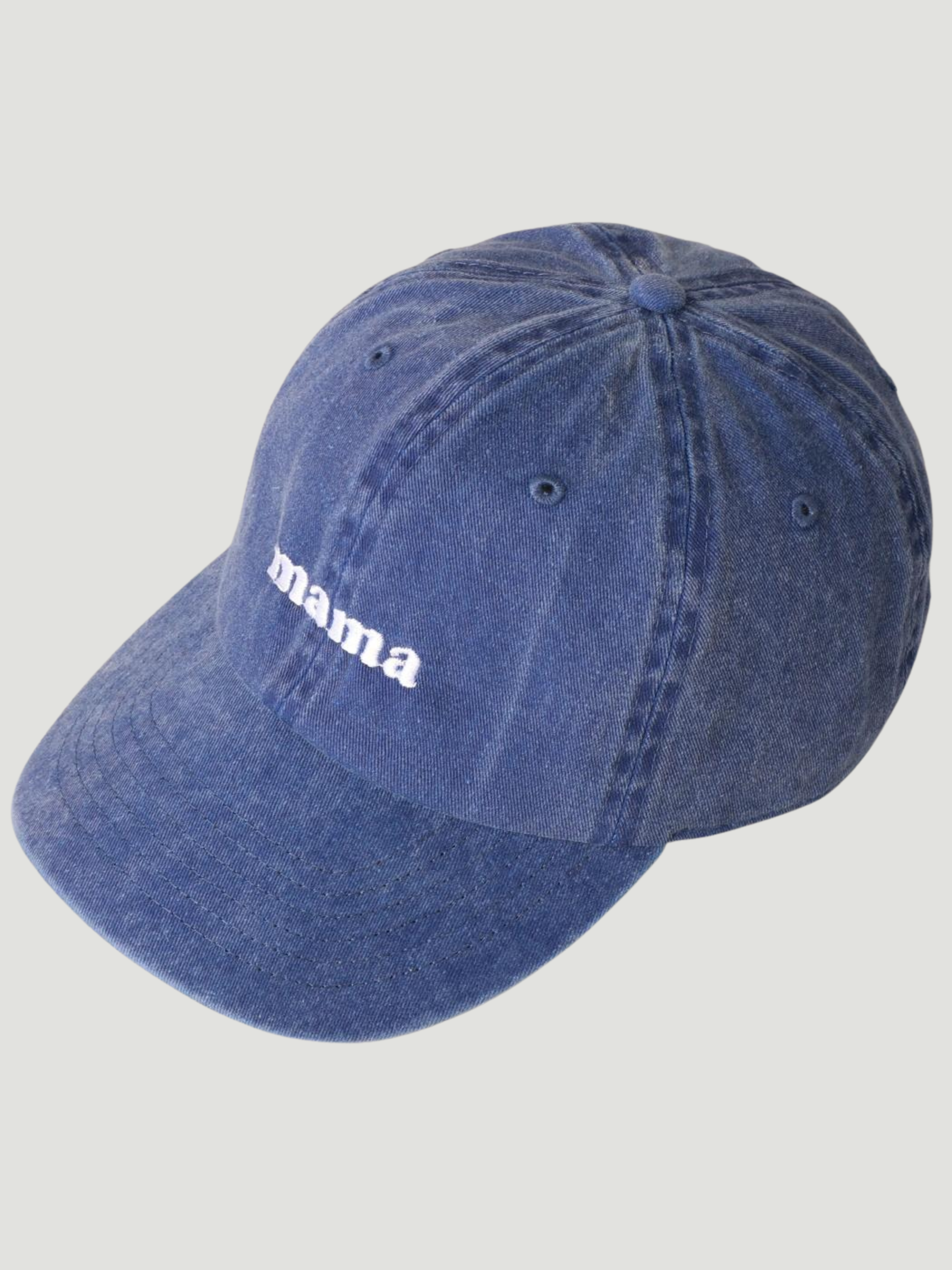 Mama Embroidered Cotton Baseball Cap - Blue