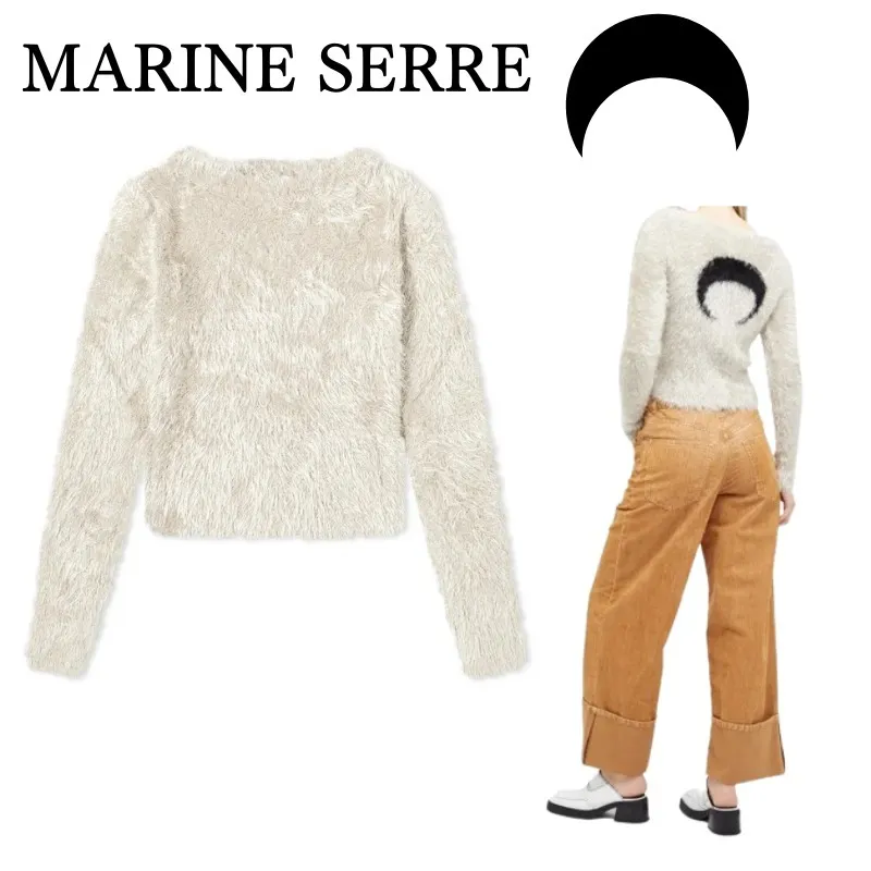 MARINE SERRE  |Casual Style Boat Neck Long Sleeves Logo V-neck & Crew neck