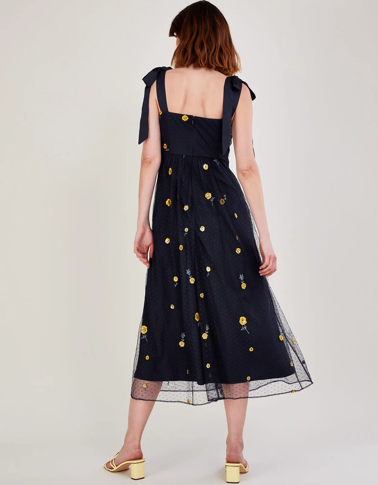 Marisa Embroidered Midi Dress Blue