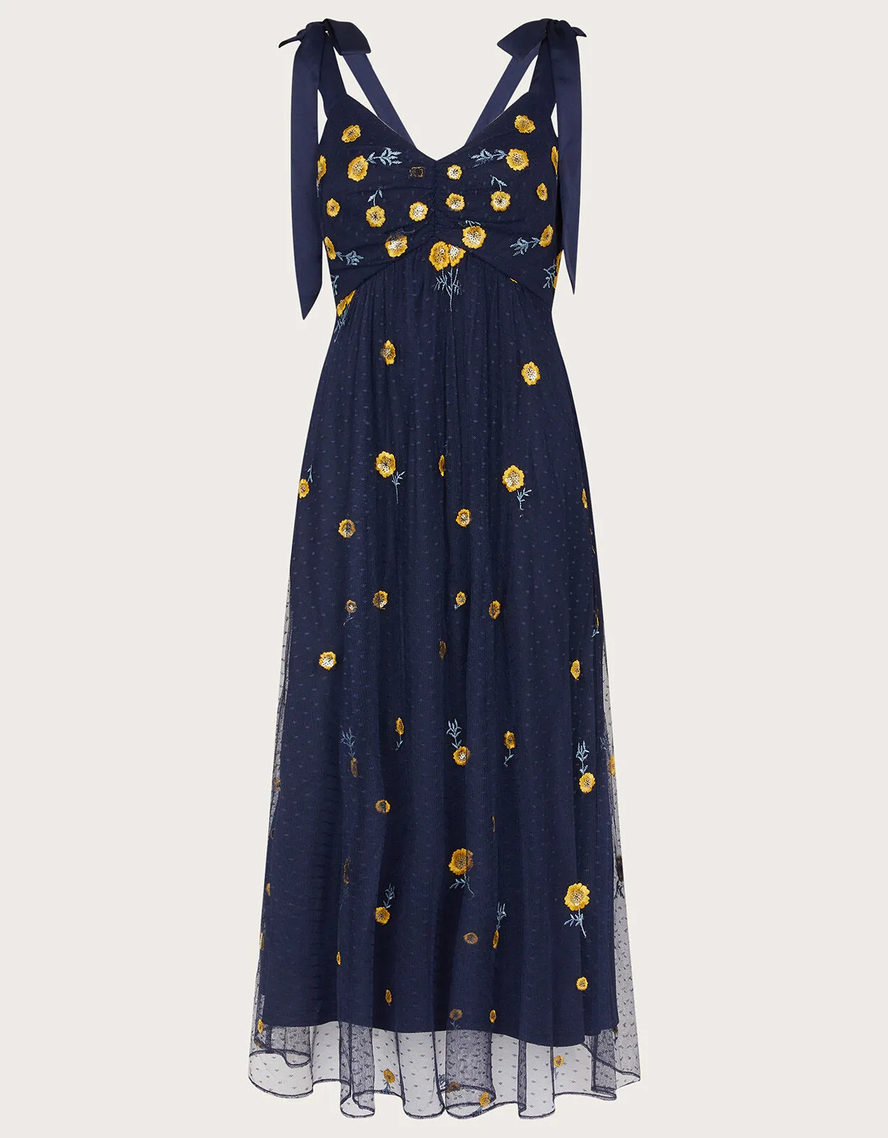 Marisa Embroidered Midi Dress Blue