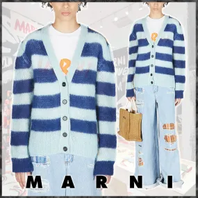 MARNI  |Stripes Casual Style Wool Nylon Street Style Long Sleeves