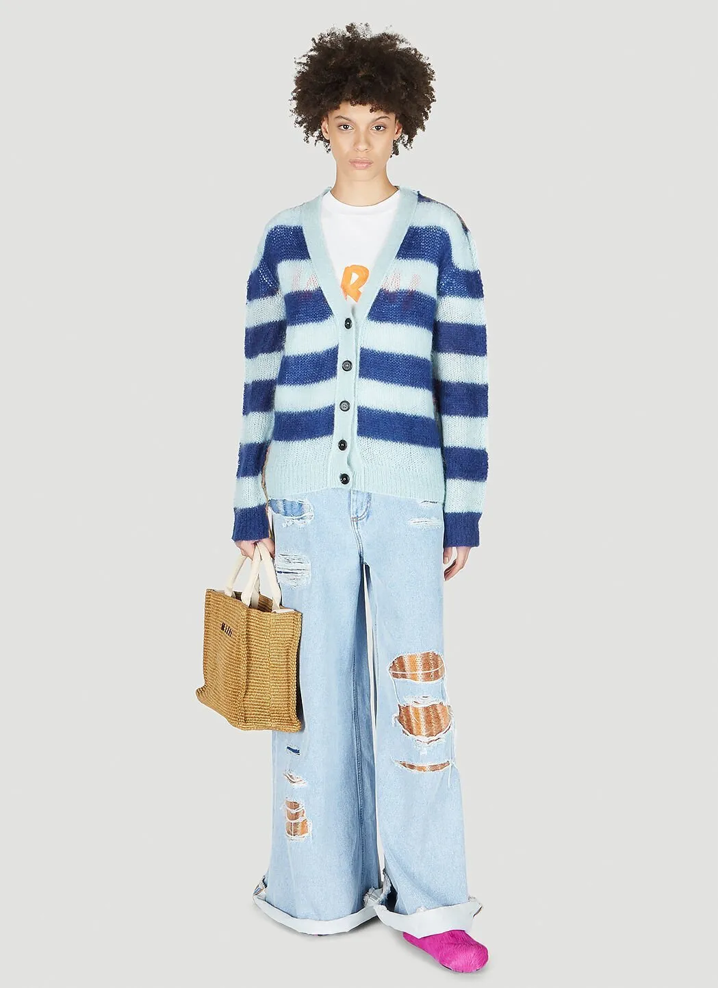 MARNI  |Stripes Casual Style Wool Nylon Street Style Long Sleeves