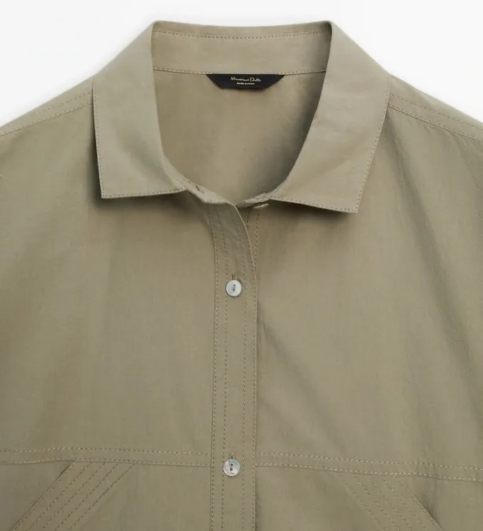 Massimo Dutti  |Casual Style Long Sleeves Plain Cotton Elegant Style