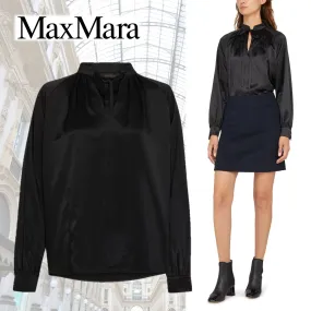 MaxMara  |Casual Style Long Sleeves Plain Elegant Style Logo