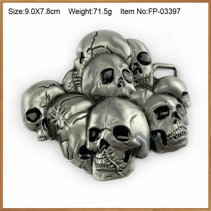 Men's 3.8cm Hexagonal Skull Heavy Metal Handmade Waistband Buckle