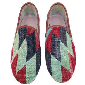 Men's Turkish Kilim Loafer Green, Black, & Red