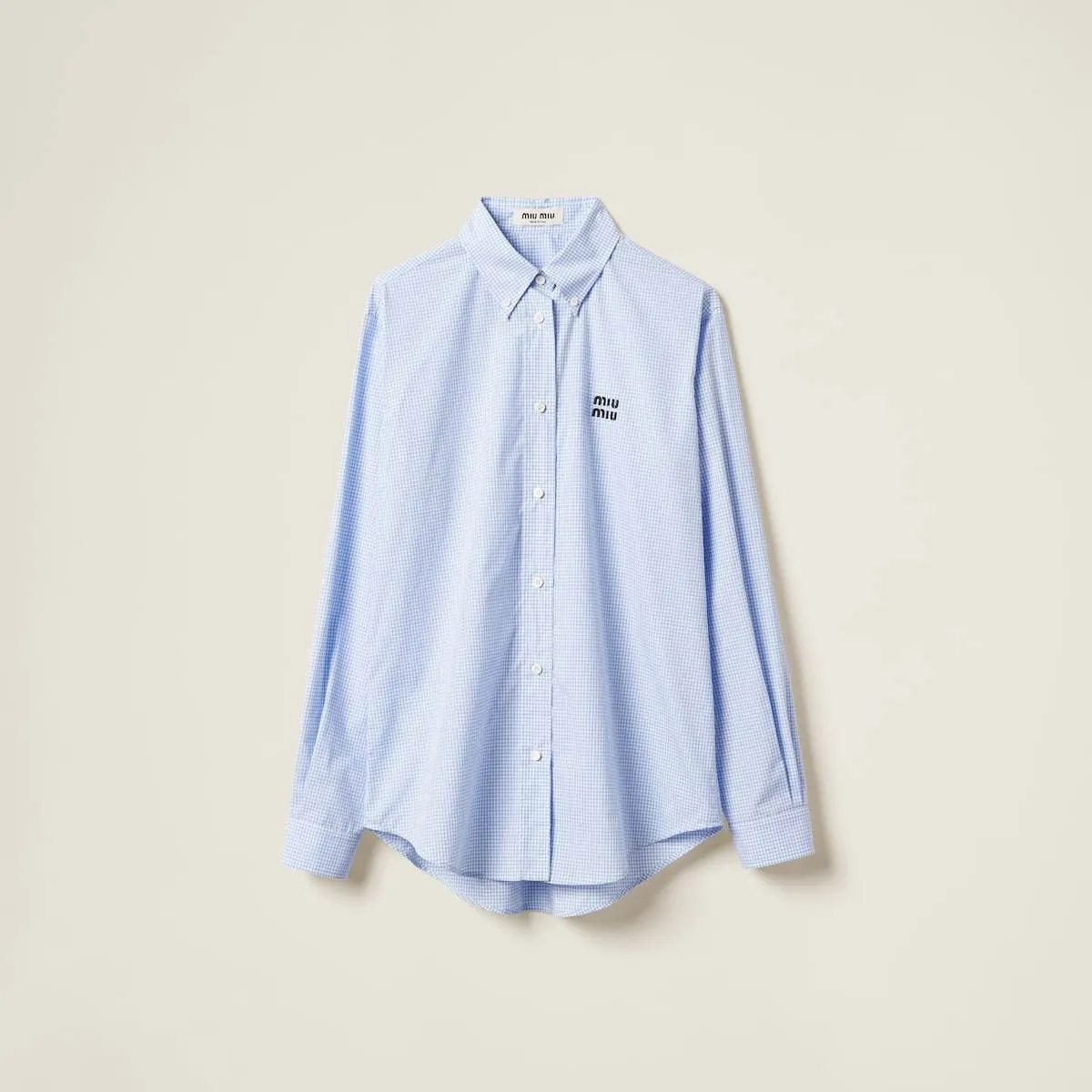 MiuMiu  |Gingham Casual Style Long Sleeves Cotton Elegant Style Logo