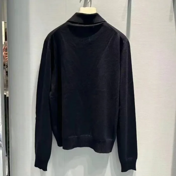 MiuMiu  |Long Sleeves Plain Cotton Logo V-neck & Crew neck