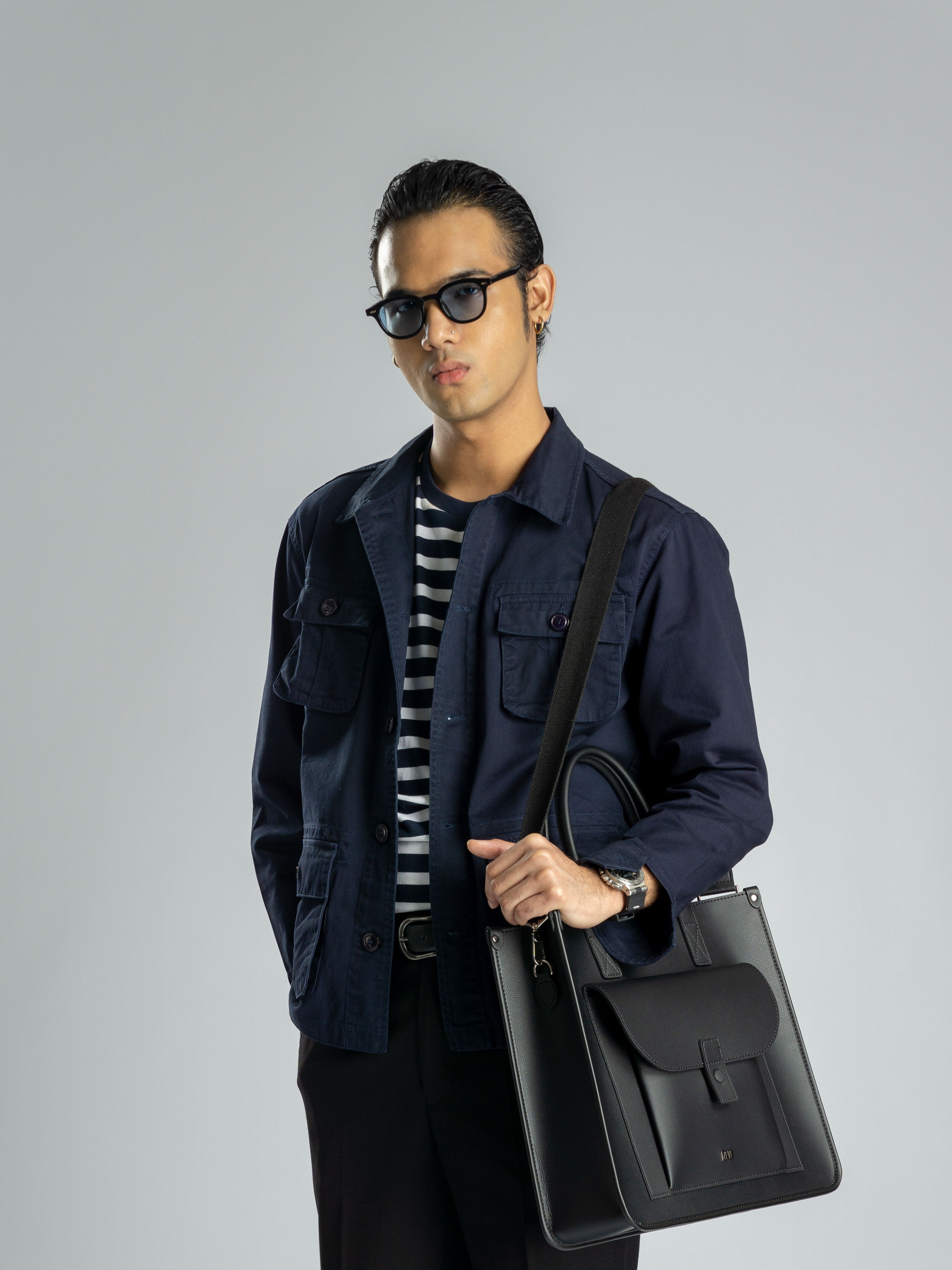 Modern Safari Jacket - Navy Blue