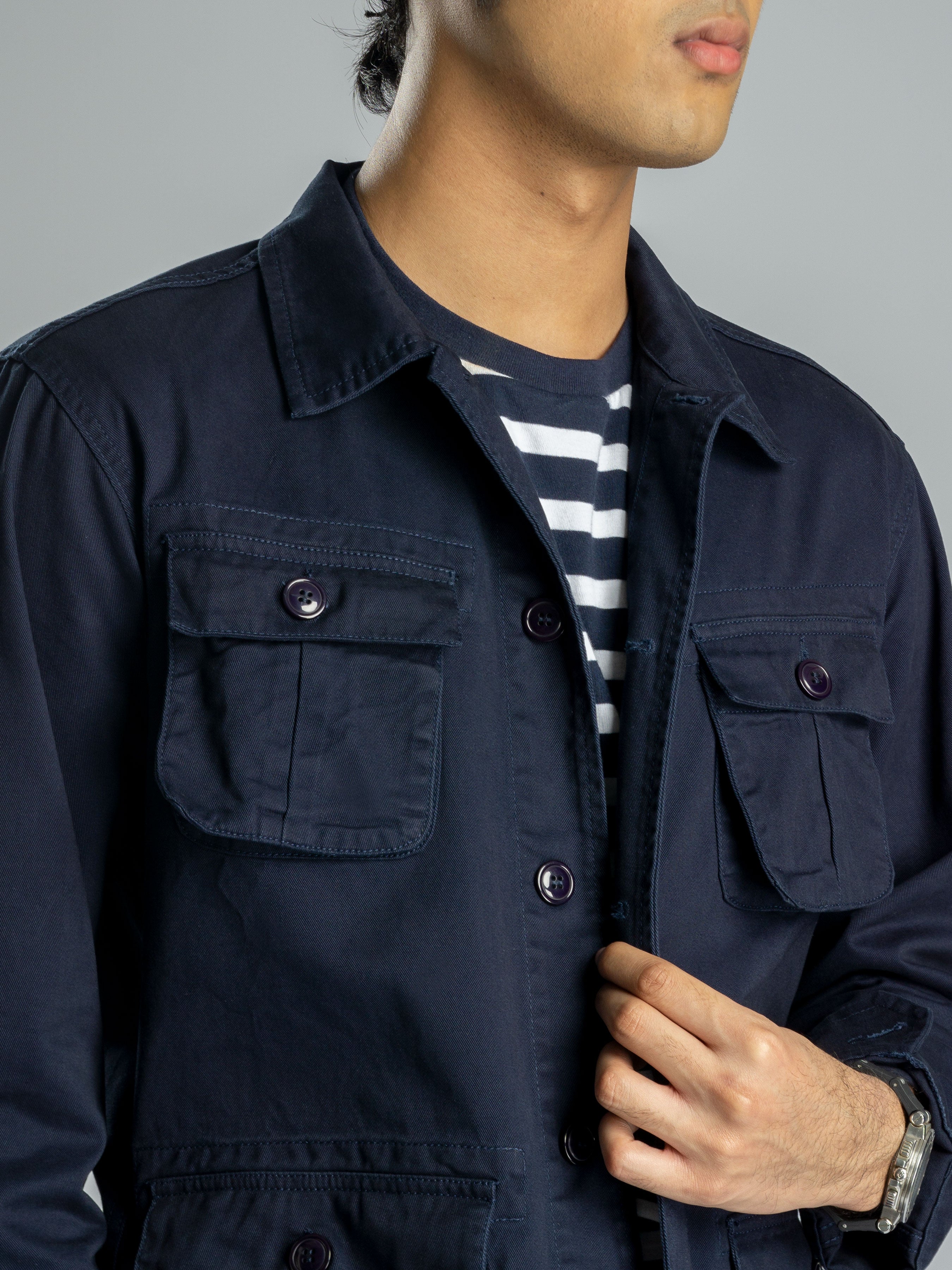 Modern Safari Jacket - Navy Blue