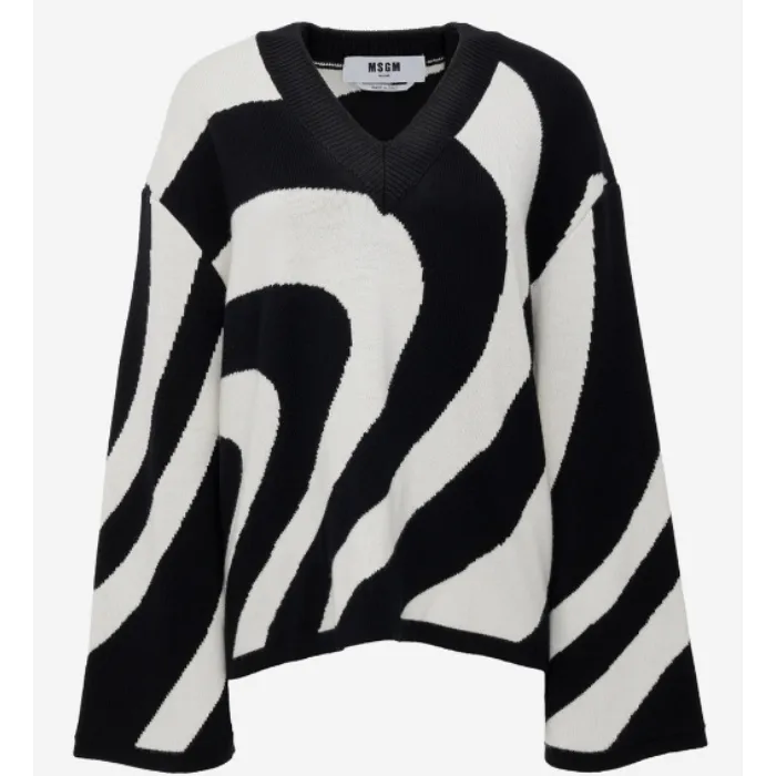 MSGM  |Zebra Patterns Casual Style Wool Long Sleeves Party Style