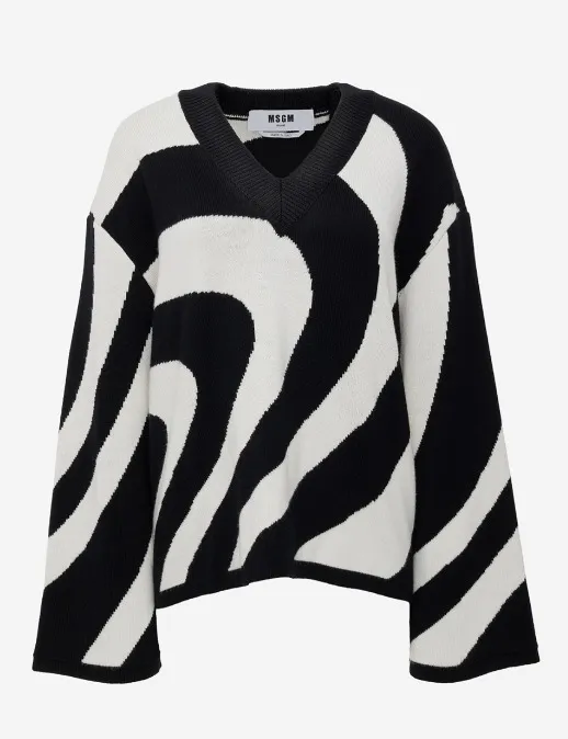 MSGM  |Zebra Patterns Casual Style Wool Long Sleeves Party Style