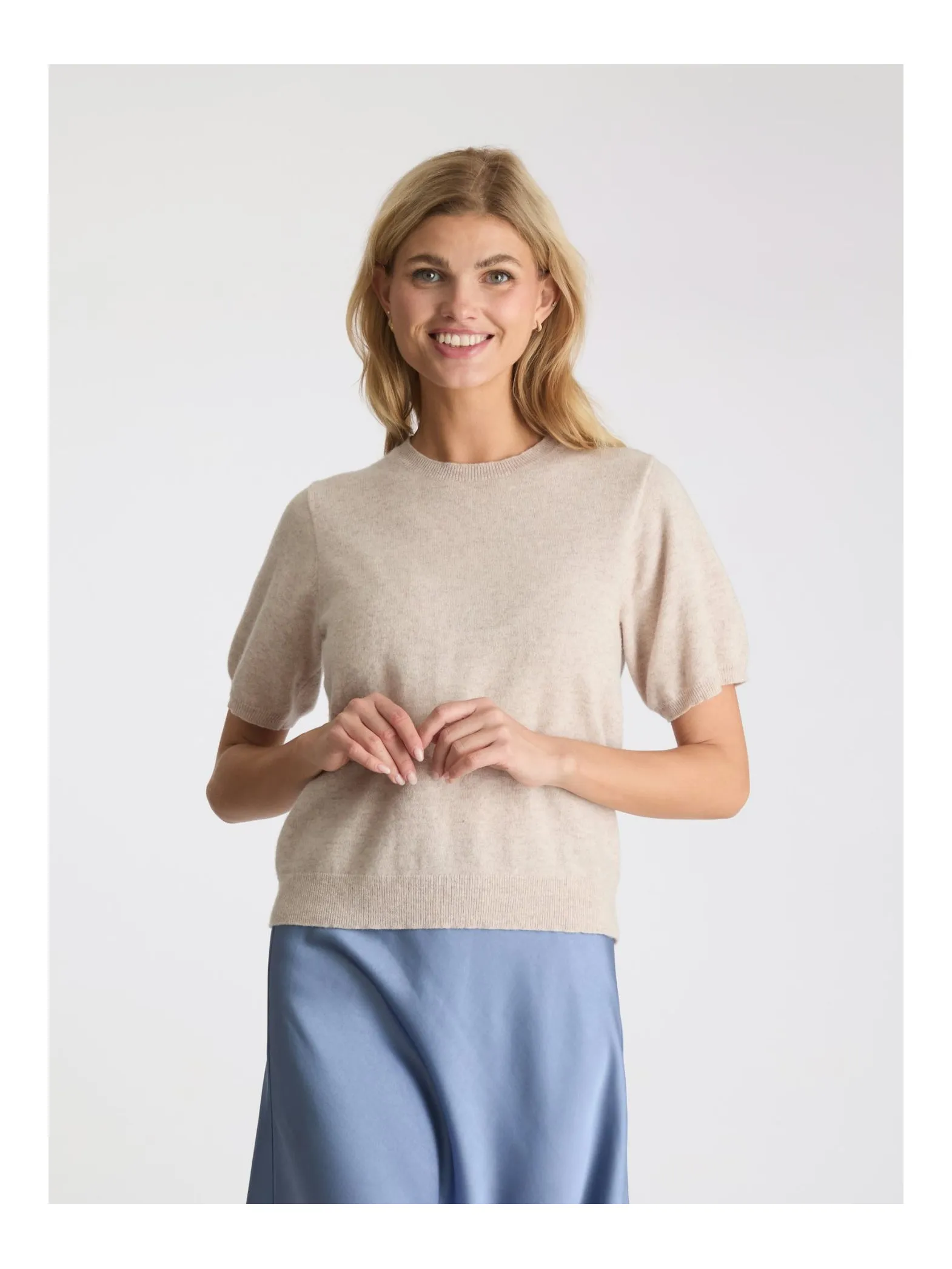 NEO NOIR TOP MISSY KNIT TEE SAND MELANGE