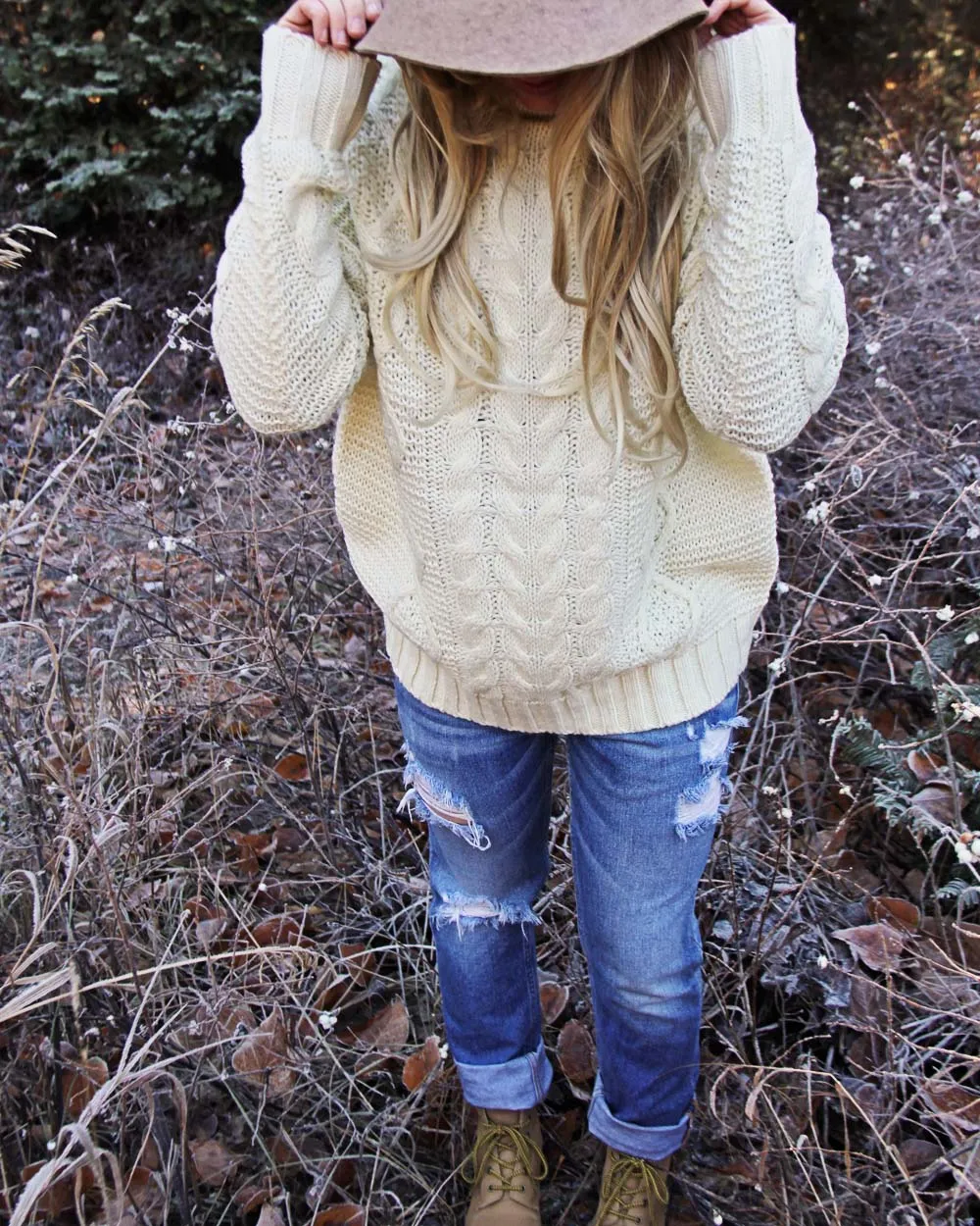 Northwest Fisherman's Sweater in Cream