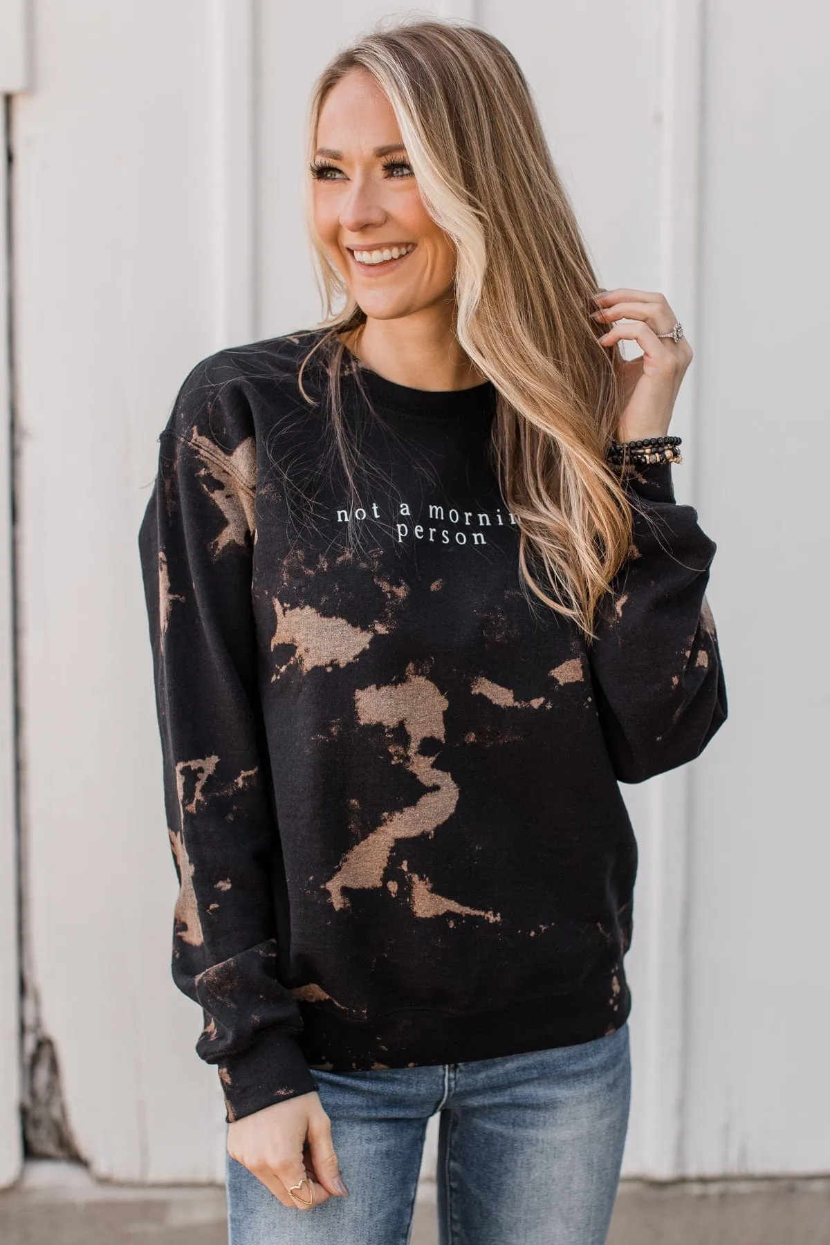 Not A Morning Person Crew Neck- Black