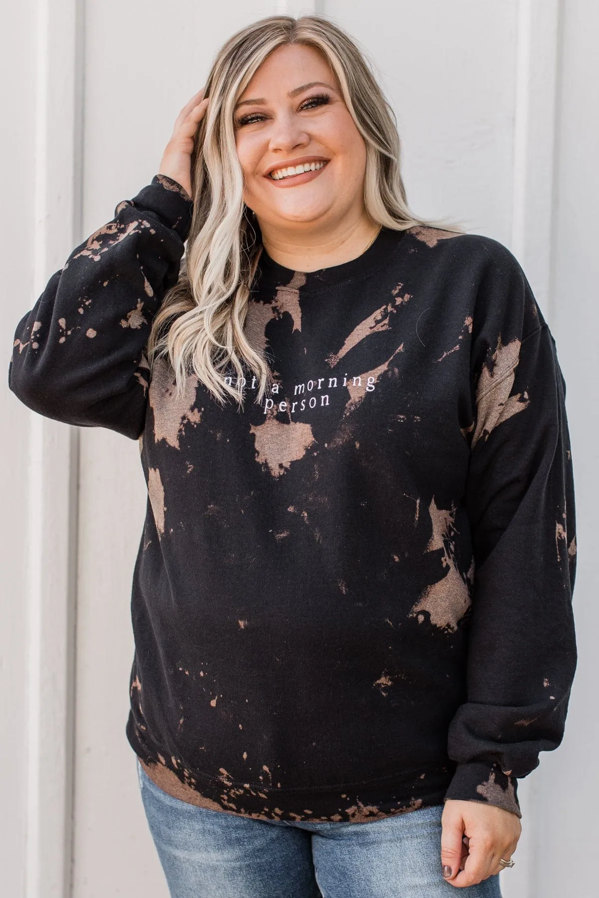 Not A Morning Person Crew Neck- Black