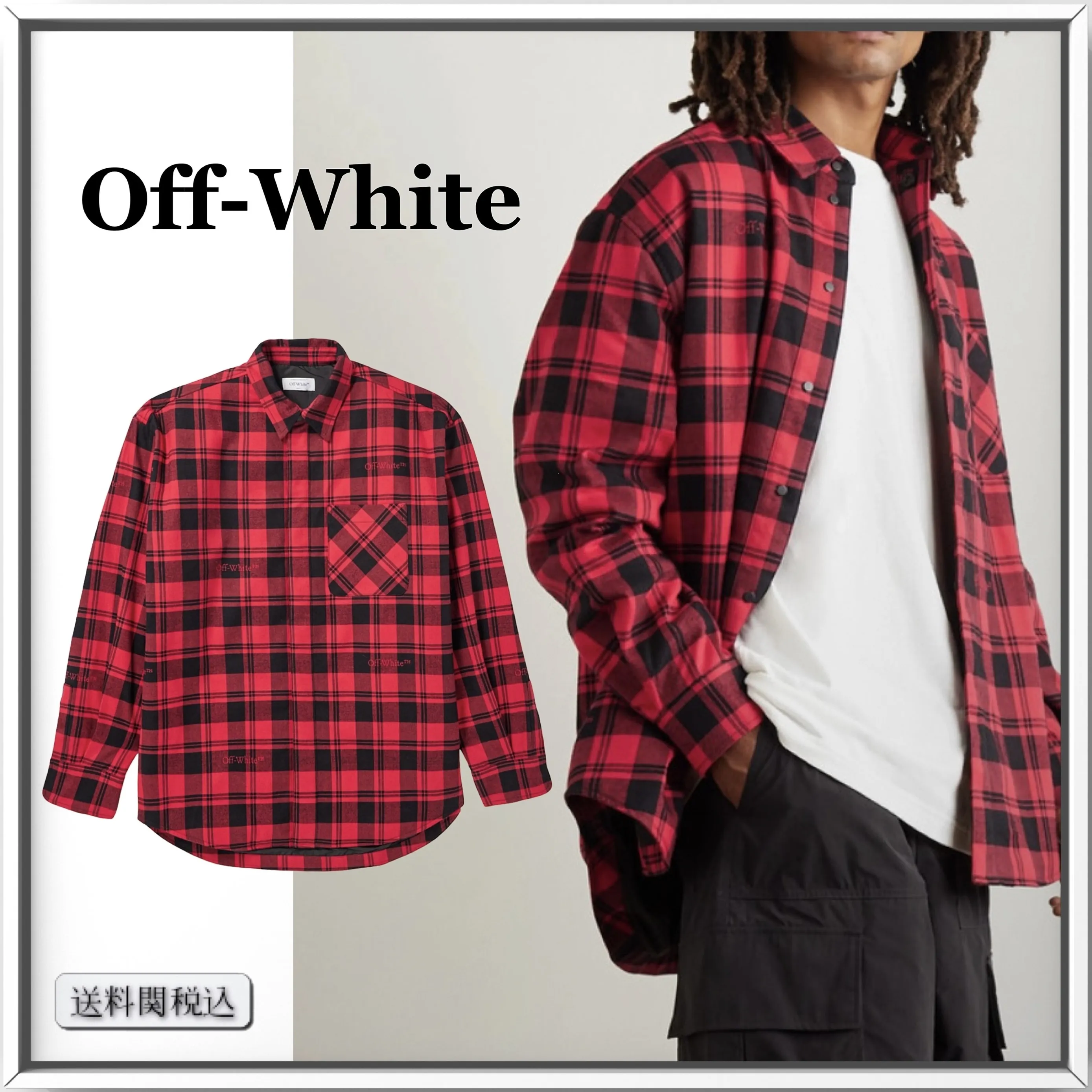 Off-White  |Glen Patterns Street Style Long Sleeves Cotton Logo Shirts