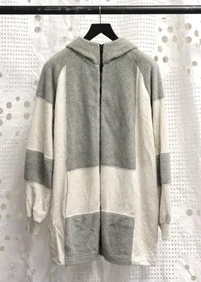 Oversized Fleece and Jersey Hoody Grey