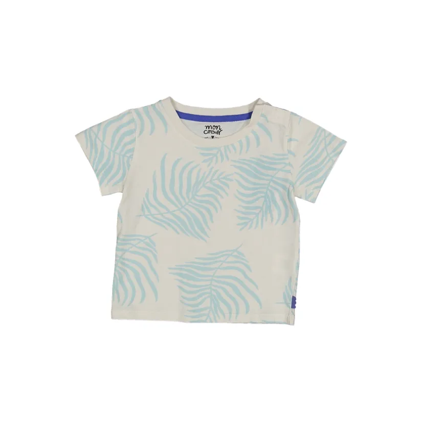 PALM LEAF BABY TSHIRT-Natural/Sterling Blue Print