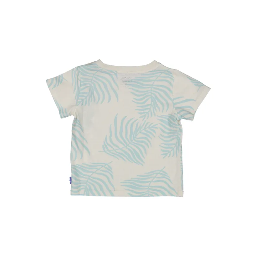 PALM LEAF BABY TSHIRT-Natural/Sterling Blue Print