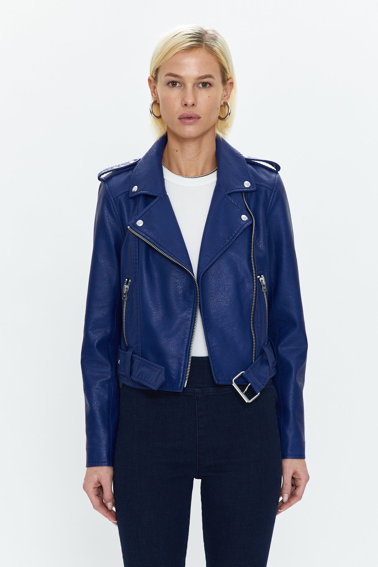 Pistola Tracy Cropped Moto Jacket | Electric Blue | FINAL SALE