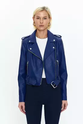 Pistola Tracy Cropped Moto Jacket | Electric Blue | FINAL SALE