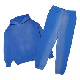 Purple Brand Embossed Logo Blue Jogging Set