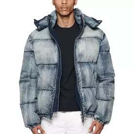 Purple Brand Mid Indigo Denim Puffer Jacket